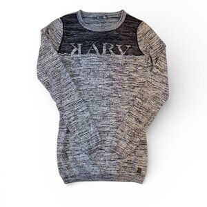 KARV Sweater Pullover Long Sleeve Women Size M Black & White Mesh Canada EUC